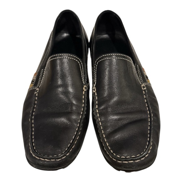 Geox Men’s Black Leather‎ Driving Loafers Moccasins Striped Side Detail Read 8.5 main image 7